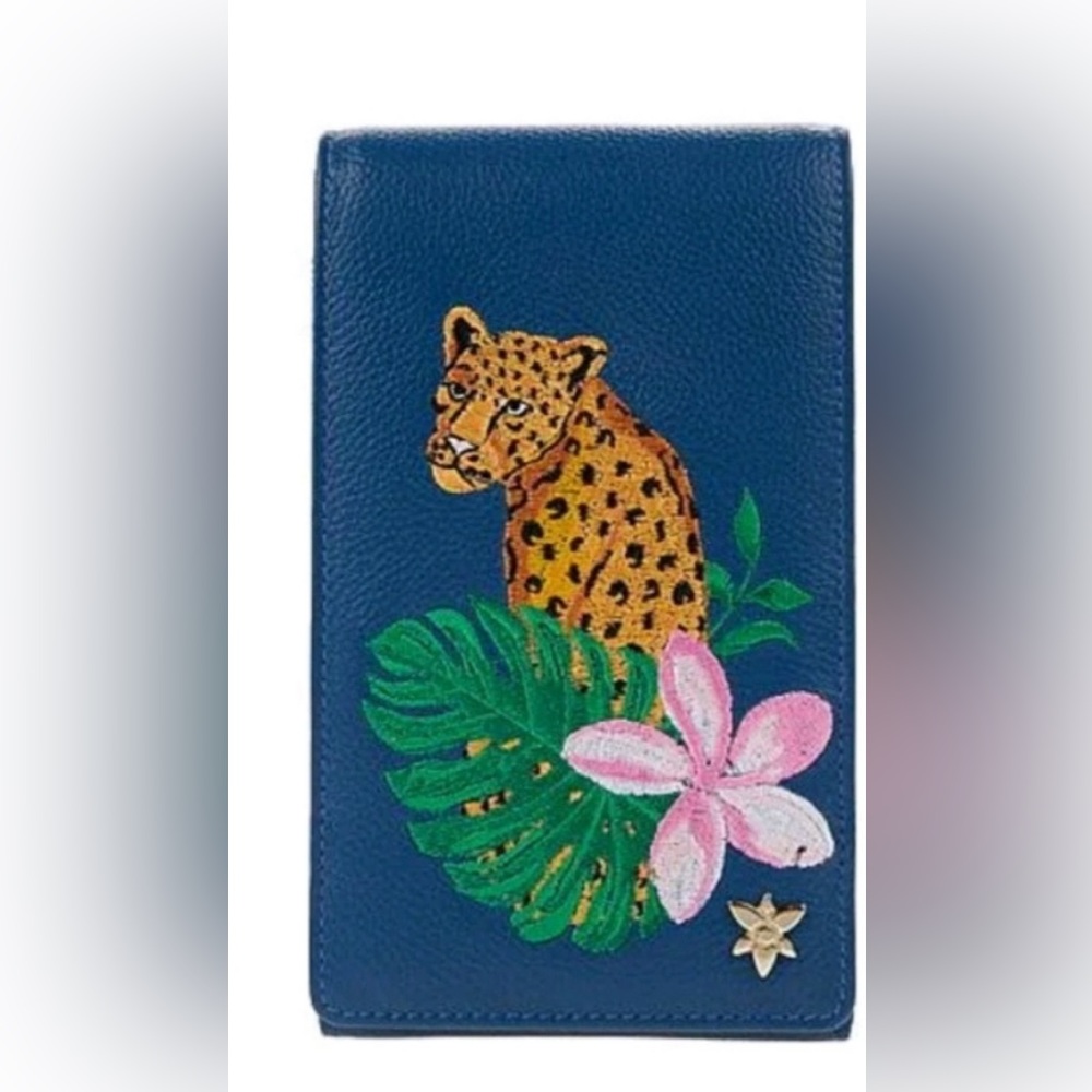Anuschka Embroidered Leather Smart Phone | Cross body Blue| . ***new price***
